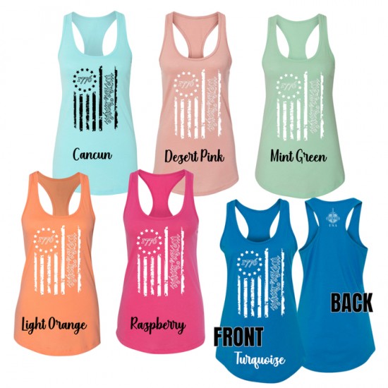 1776 Flag Ladies Racerback Tanks